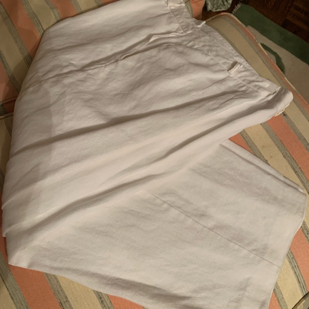 Talbots Classic White Linen pants